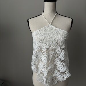 Elegant White Lace Halter Top